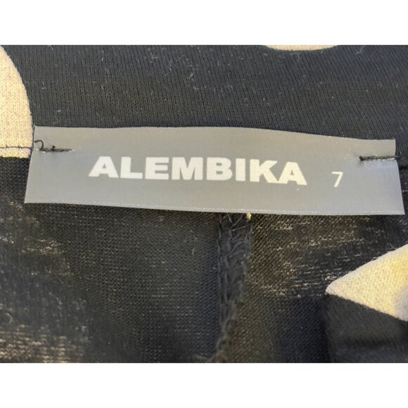 Alembika Polka Dot Long Sleeve Dress Black Tan 7/L - Picture 5 of 5